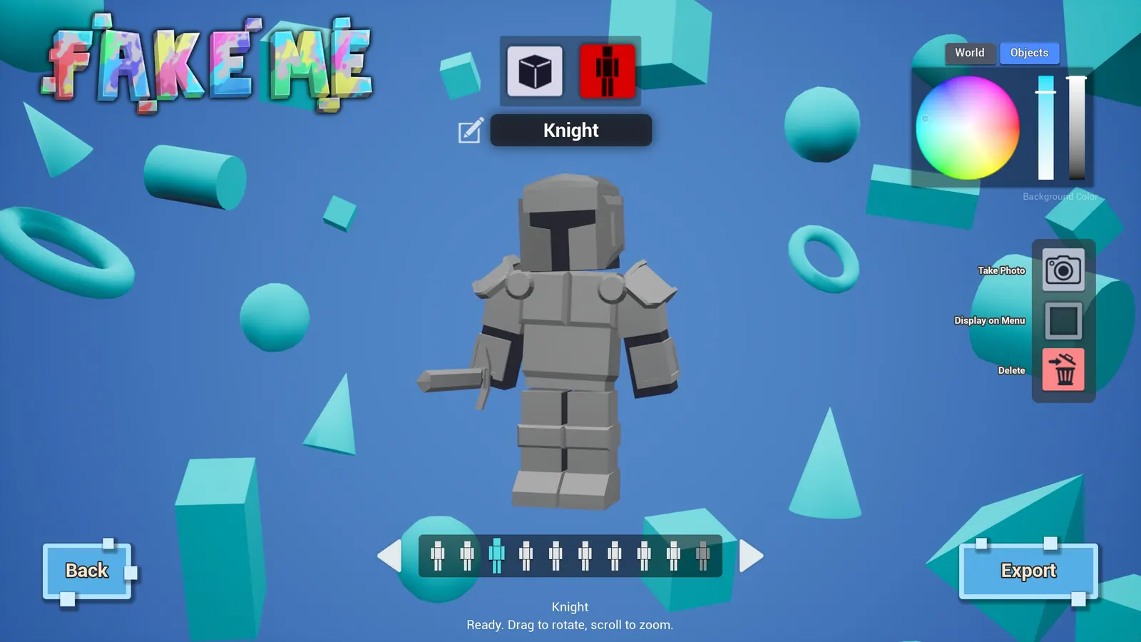 A knight costume saved in the FAKE ME library