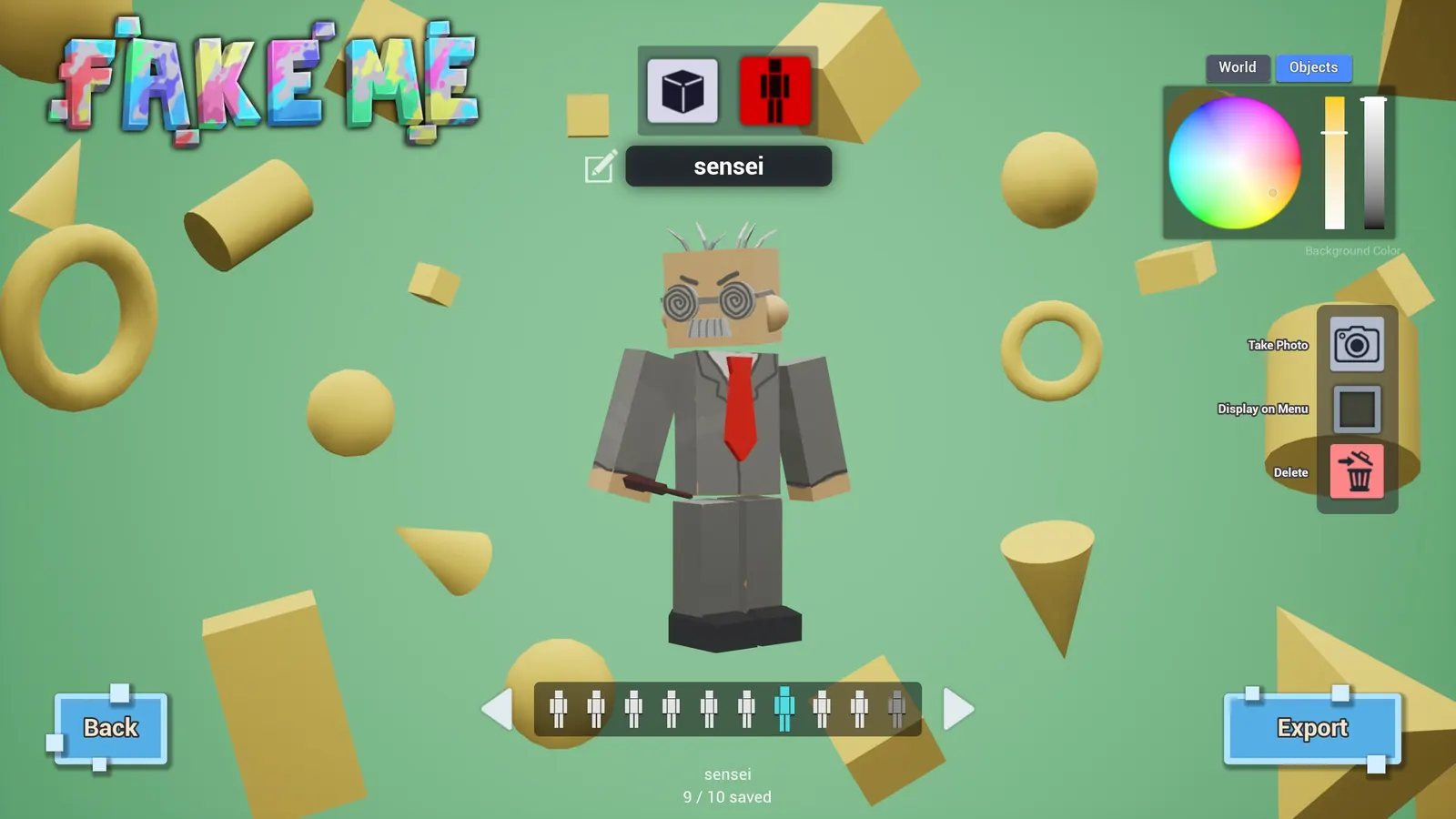 A sensei costume saved in the FAKE ME library